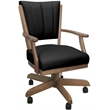 Pemberly Row Leather Caster Solid Wood Dining Chair in Black on Cashew