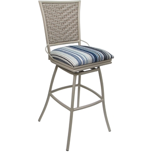 Pemberly Row Outdoor/Indoor 34&quot Extra Tall Stool in Driftwood Blue and Beige