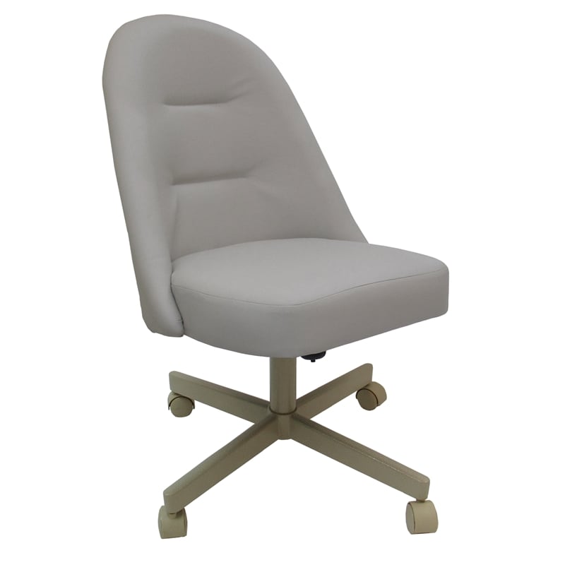 Pemberly Row Dinette Swivel Metal Caster Chairs in Clear Glass and Ocean Beige