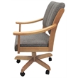 Pemberly Row Solid Wood Dining Caster Chair in Mojave Gray and Natural