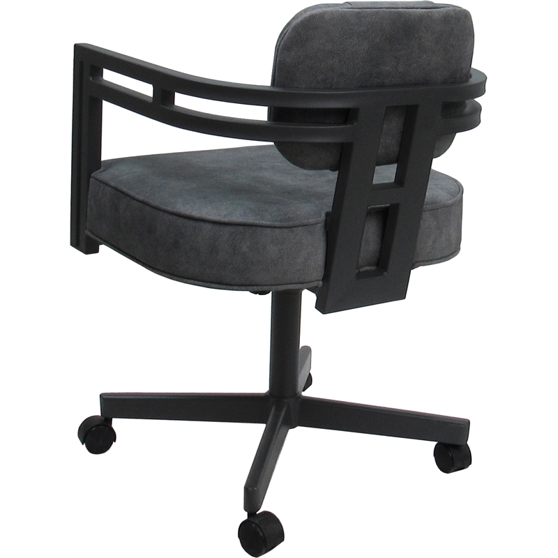 Pemberly Row Swivel Metal Dining Caster Chair in Outlier Charcoal and Gray
