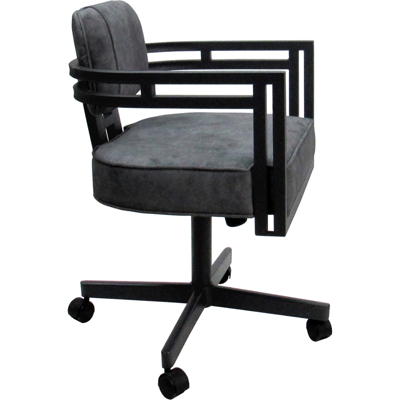 Pemberly Row Swivel Metal Dining Caster Chair in Outlier Charcoal and Gray