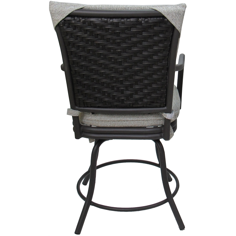 Pemberly Row Outdoor/Indoor Patio Dining Chair in White Linen and Gray