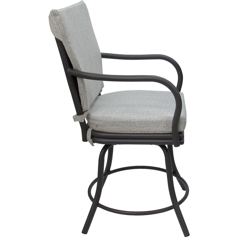 Pemberly Row Outdoor/Indoor Patio Dining Chair in White Linen and Gray