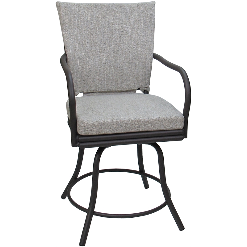 Pemberly Row Outdoor/Indoor Patio Dining Chair in White Linen and Gray