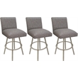Pemberly Row Set of 3 Swivel Metal Counter Stools in Mojave Gray and Beige