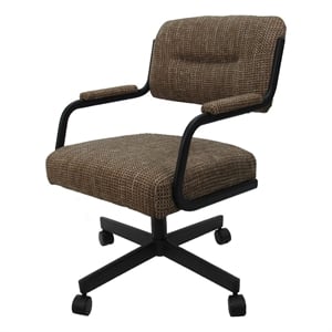 Pemberly Row Swivel Metal Caster Dining Chair in Checkered and Grey