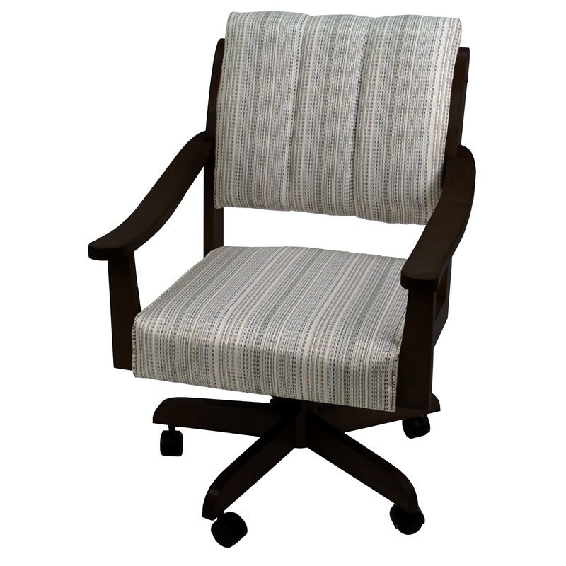 Pemberly Row Swivel Wood Dining Caster Chair in Natural Fun Cream and Black