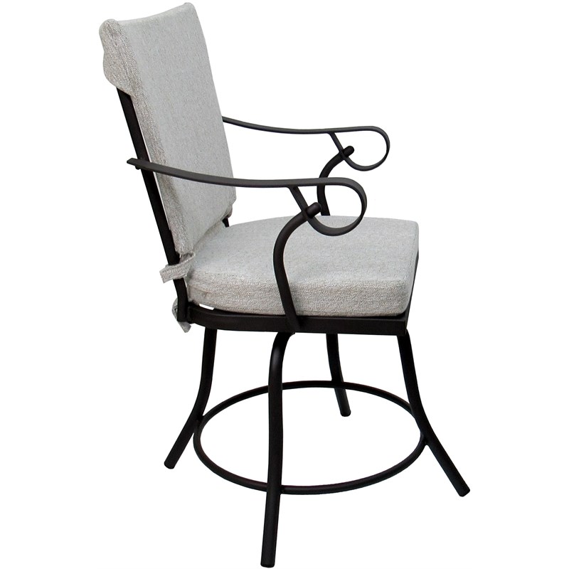 Pemberly Row Outdoor/Indoor Patio Dining Chair in White Linen and Black