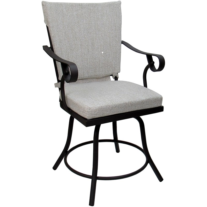 Pemberly Row Outdoor/Indoor Patio Dining Chair in White Linen and Black