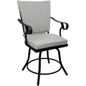 Pemberly Row Outdoor/Indoor Patio Dining Chair in White Linen and Black