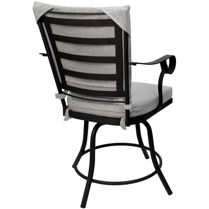 Pemberly Row Outdoor/Indoor Patio Dining Chair in White Linen and Black
