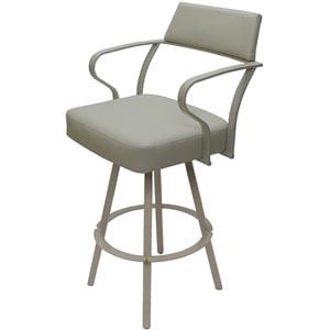 Pemberly Row 34&quot Swivel Extra Tall Metal Stool in Ocean Beige Vinyl and Beige