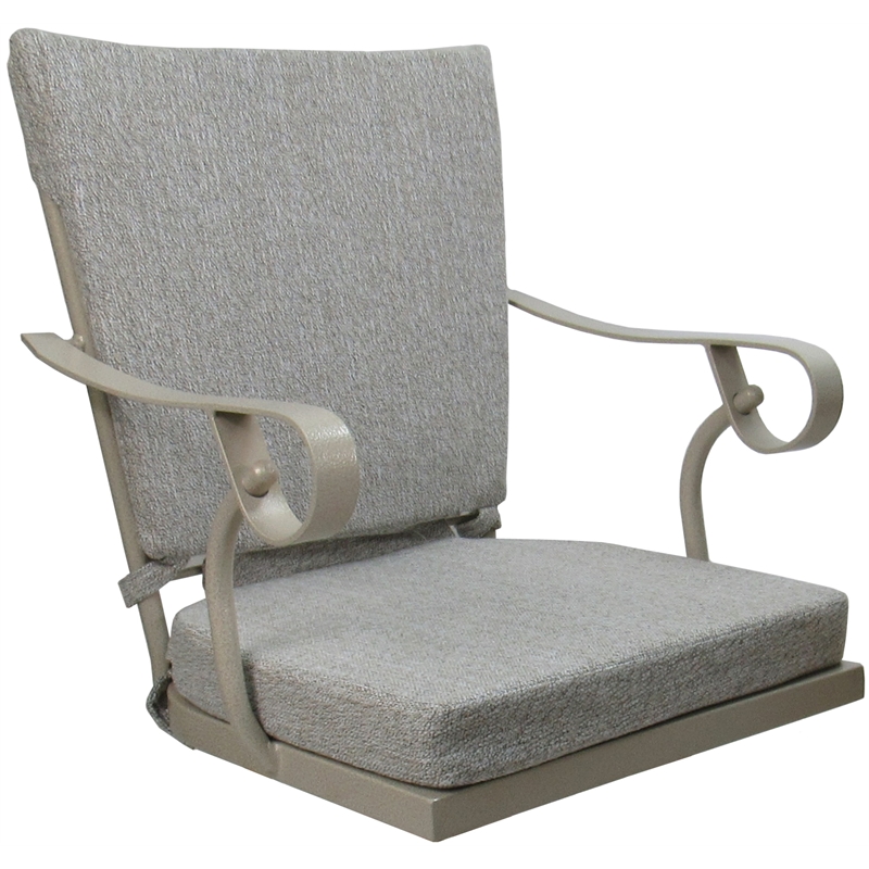 Pemberly Row Outdoor/Indoor Patio Dining Chair in White Linen and Beige