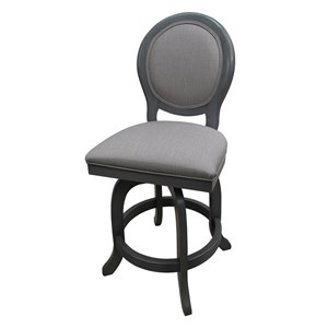 Pemberly Row 30&quot Swivel Solid Wood Bar Stool without Arms in Denim Gray
