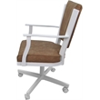 Pemberly Row Swivel Metal Dining Caster Chair in Pecan Brown Vinyl and White