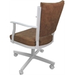 Pemberly Row Swivel Metal Dining Caster Chair in Pecan Brown Vinyl and White
