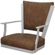 Pemberly Row Swivel Metal Dining Caster Chair in Pecan Brown Vinyl and White