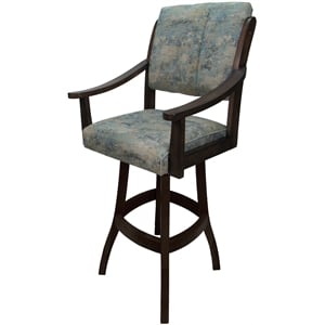 Pemberly Row 34&quot Extra Tall Solid Wood Bar Stool in Poet Sky Blue and Brown