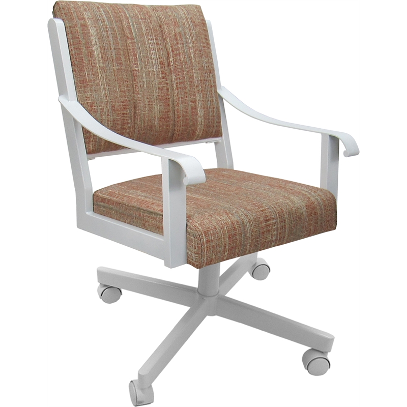 Pemberly Row Dining Caster Chair Swivel Tilt in Watusi Madder Red and White