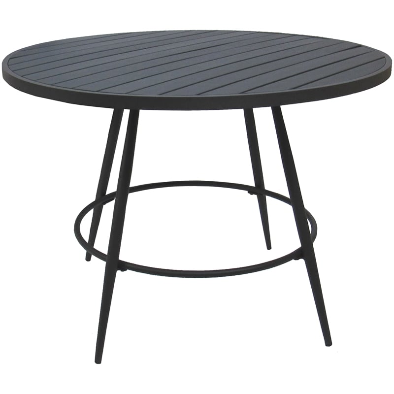 Pemberly Row Outdoor/Indoor Patio Dining Set in B-W Blue Beige and Gray