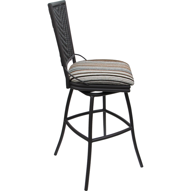 Pemberly Row Outdoor/Indoor Extra Tall Bar Stool in Nutmeg Fabric and Gray