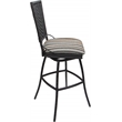 Pemberly Row Outdoor/Indoor Extra Tall Bar Stool in Nutmeg Fabric and Gray