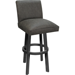 Pemberly Row 26&quot Swivel Wood Counter Stool in NW Elk Charcoal and Gray