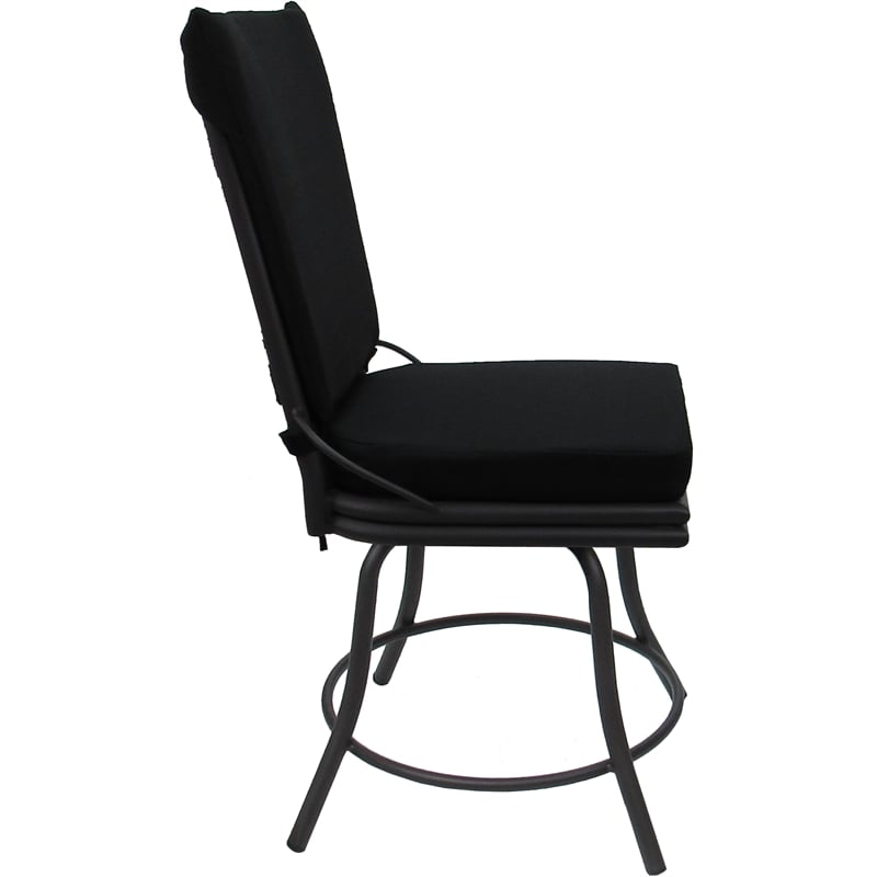 Pemberly Row Outdoor Indoor Patio Dining Set without Arms in Black and Gray