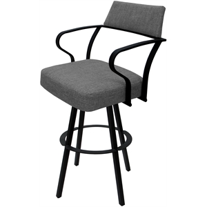 Pemberly Row 34&quot Swivel Extra Tall Metal Stool in Mojave Gray and Black