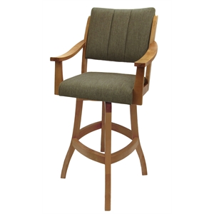 Pemberly Row 34&quot Solid Wood Extra Tall Bar Stool in Basin Beige and Natural