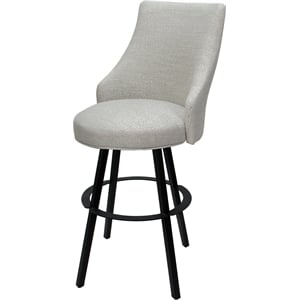 Pemberly Row 26&quot Swivel Metal Counter Stool in Stone Fabric and Black