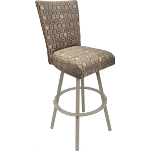 Pemberly Row 30&quot Swivel Metal Bar Stool in Diamond Fabric and Beige