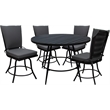 Pemberly Row Outdoor Indoor Patio Dining Set without Arms in Dark Gray and Black
