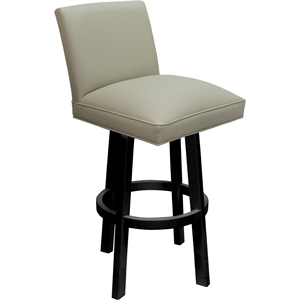 Pemberly Row 34&quot Swivel Wood Extra Tall Stool in Ocean Beige Vinyl and Black