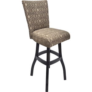 Pemberly Row 34&quot Extra Tall Swivel Wood Stool in Diamond Fabric and Gray