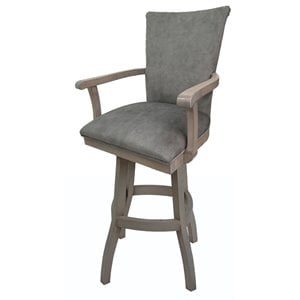 Pemberly Row 30&quot Swivel Solid Wood Bar Stool in Trendy Pewter