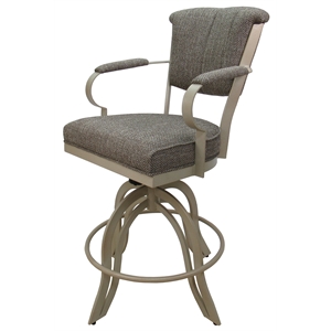 Pemberly Row 30&quot Swivel Tilt Metal Bar Stool in Driftwood Beige and Beige