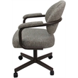 Pemberly Row Swivel Metal Dining Caster Chair in Jetty June Khaki and Brown