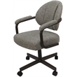 Pemberly Row Swivel Metal Dining Caster Chair in Jetty June Khaki and Brown