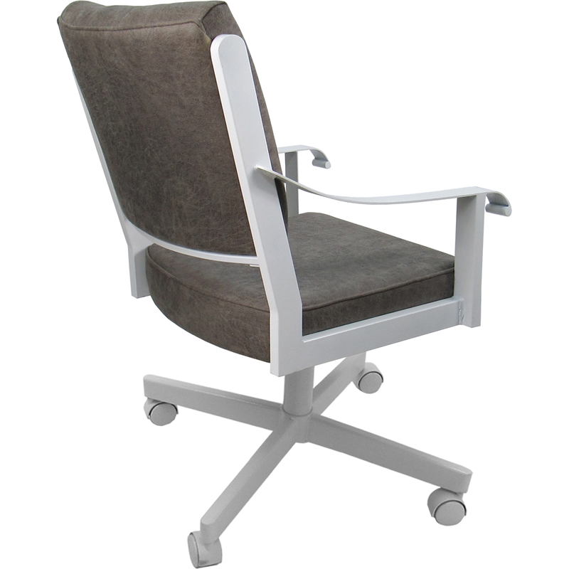 Pemberly Row Swivel Tilt Dining Caster Chair in Whiskey Brown and White