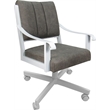 Pemberly Row Swivel Tilt Dining Caster Chair in Whiskey Brown and White