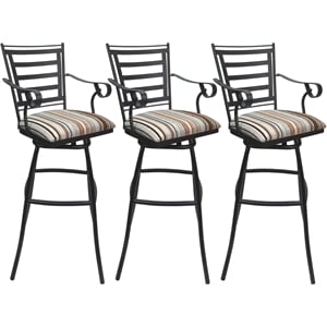 Pemberly Row Set of 3 Outdoor Indoor 30&quot Bar Stools in Nutmeg and Gray