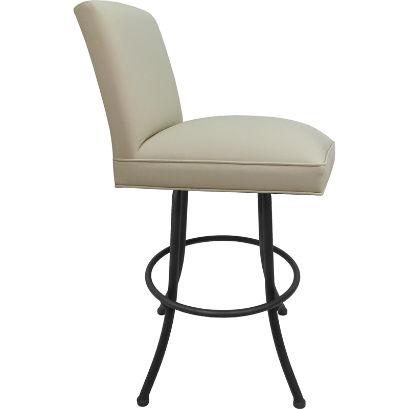 Pemberly Row Set of 3 Extra Tall Swivel Metal Stools in Beige Vinyl and Gray