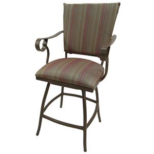 Pemberly Row Outdoor 26&quot Swivel Counter Stool in Multi Sun Red and Beige