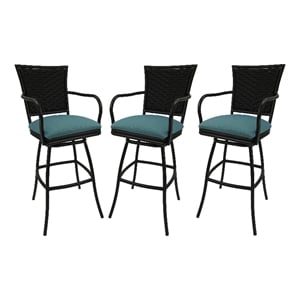 Pemberly Row Set of 3 Outdoor Indoor 26&quot Counter Bar Stools in Black