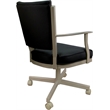 Pemberly Row Leather Dining Caster Chair Swivel Tilt in Black on Beige