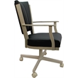 Pemberly Row Leather Dining Caster Chair Swivel Tilt in Black on Beige