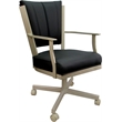 Pemberly Row Leather Dining Caster Chair Swivel Tilt in Black on Beige
