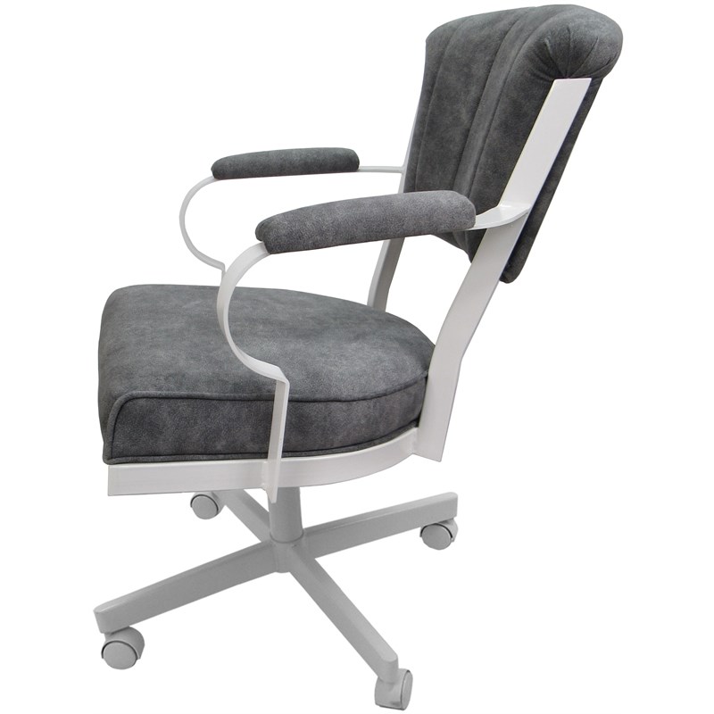 Pemberly Row Swivel Tilt Metal Caster Chair in Charcoal Gray and White